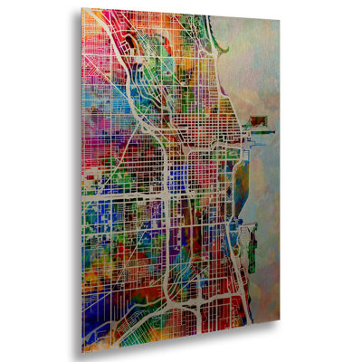 « chicago street map ii », impression sur métal
