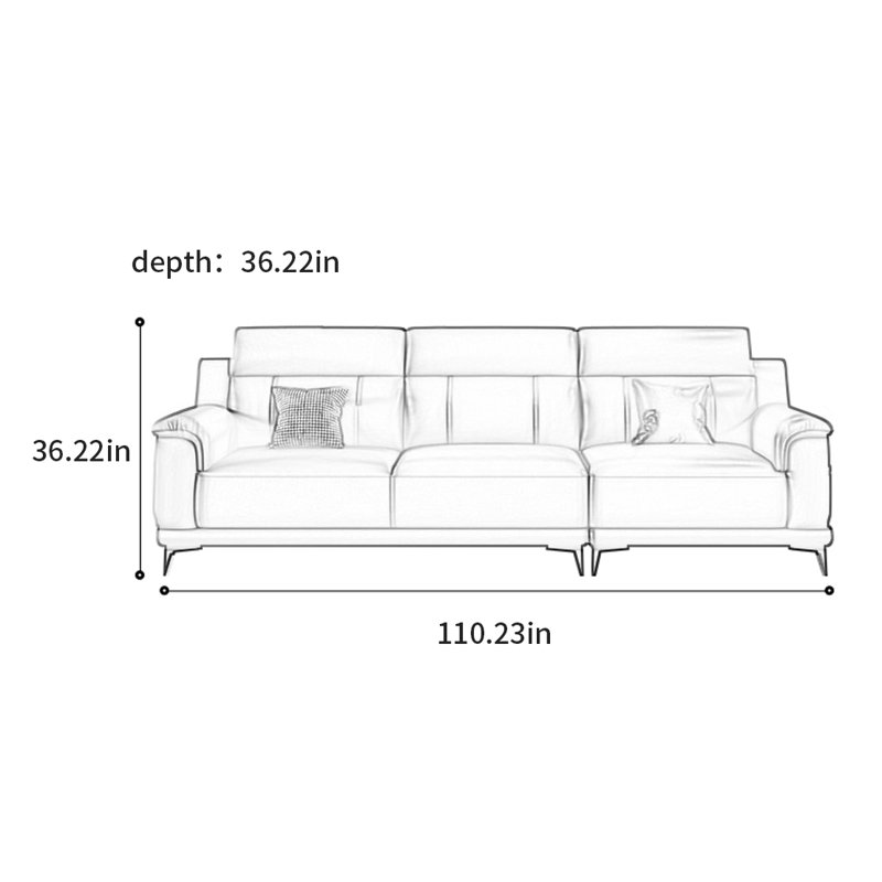 Canapé italien luxueux et simple, H 36,22 po x l 110,23 po x P 36,22 po