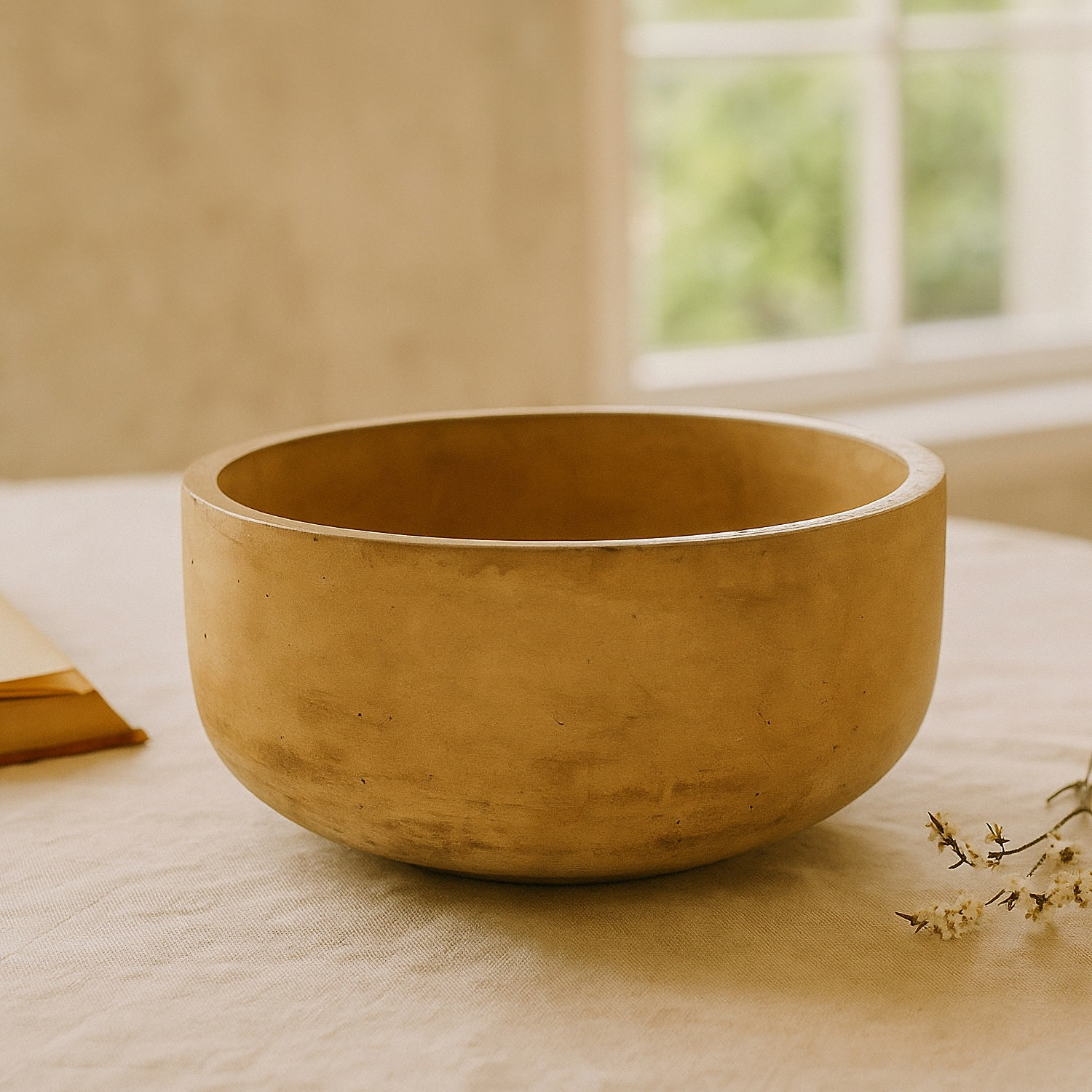 Salad Bowl Large Beige Resin Dia 11.2"