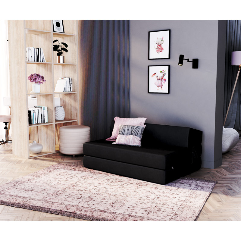 Futonsofa Arjeta 121Cm Wide Back Futon Sofa, Black
