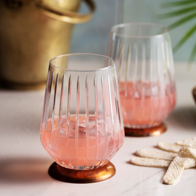 Ensemble de 4 verres à vin Zelda - Verrerie cannelée transparente moderne pour cocktails et jus de vin