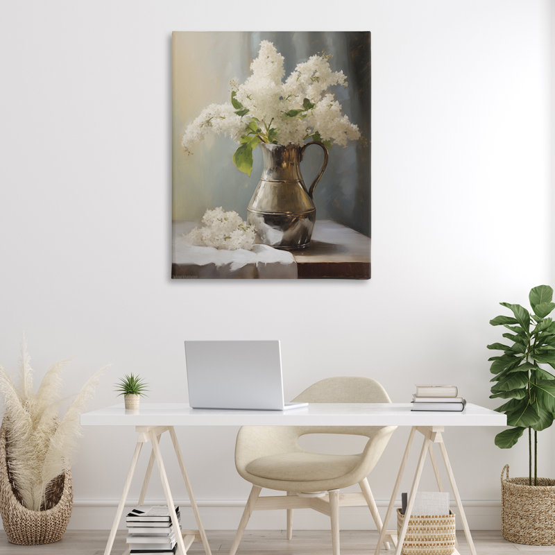 Toile de nature morte avec lilas blancs, design par Arlington Prints, H 48 po x l 36 po