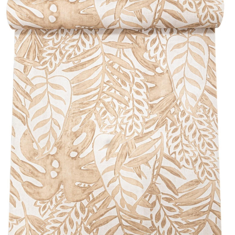 Gold/Cream Tropical Leaf Textured Non-Woven Vinyl DecoPrint