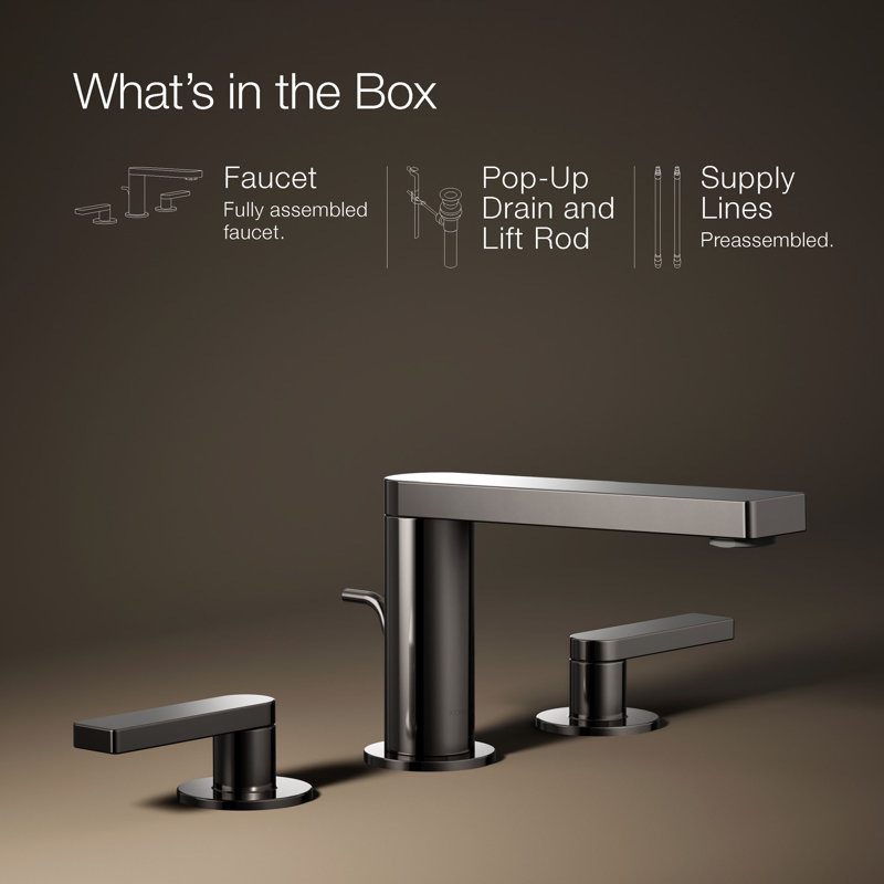 Composed Widespread Bathroom Faucet with Drain Assembly, Vibrant Titanium