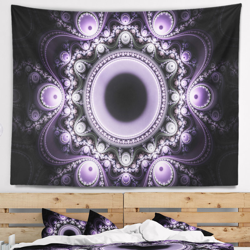 Motif mauve abstrait avec cercles tapisserie, H 68 po x l 80 po