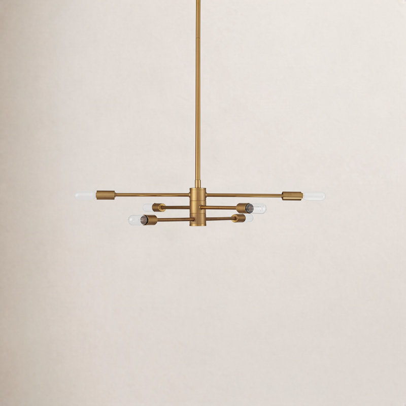 Lustre linéaire spoutnik à 6 lumières à intensité variable Hoekstra , Laiton