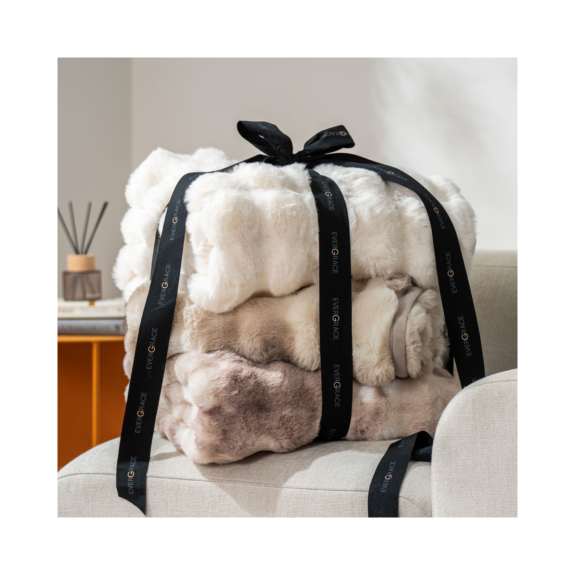 Ridgeline Faux Fur Throw Blanket, Taupe, 60" L x 50" W