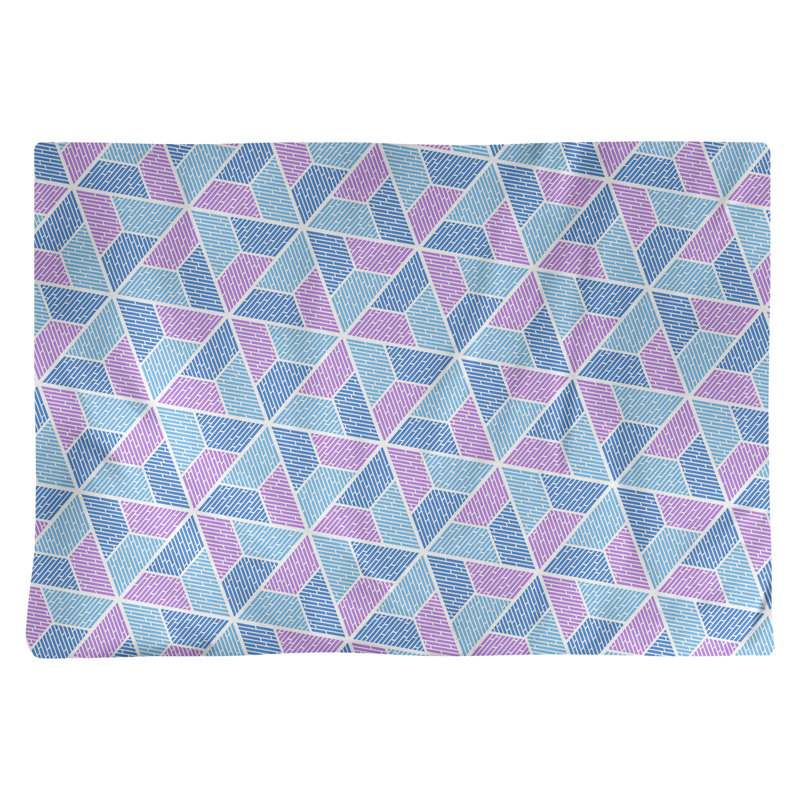 Napperon en coton à trois trapézoïdes de 18 po, Bleu / Mauve