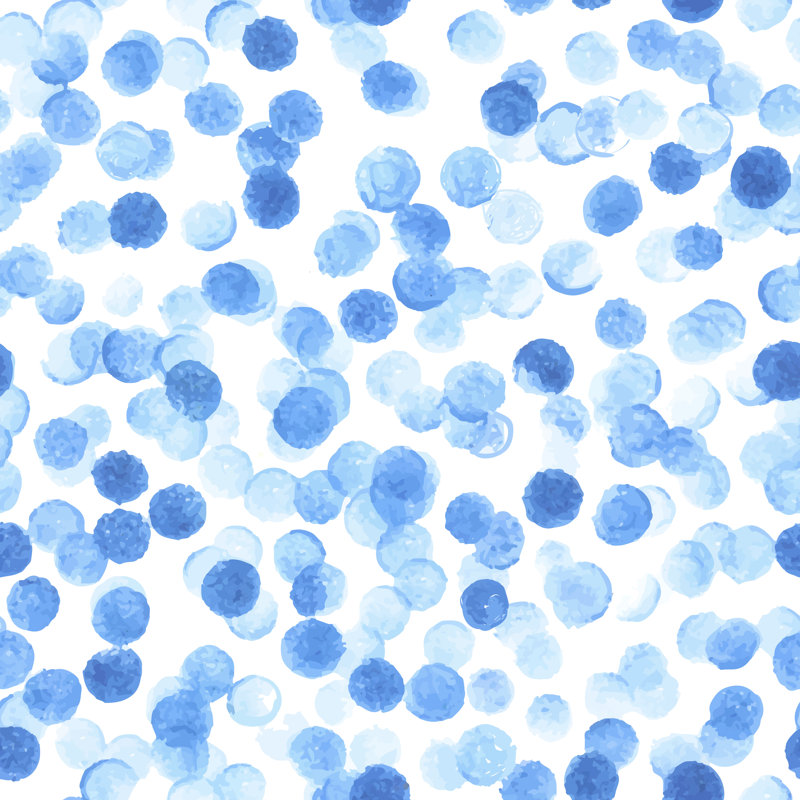 «Blue Dots» par Elinale - peinture sur toile tendue, H 20 po x l 20 po