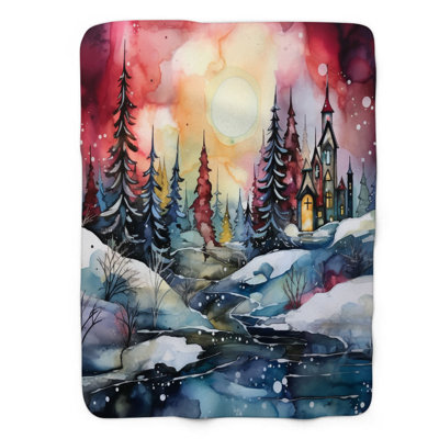 Winter Ink Illustration - 1 Piece Premium Sherpa Blanket