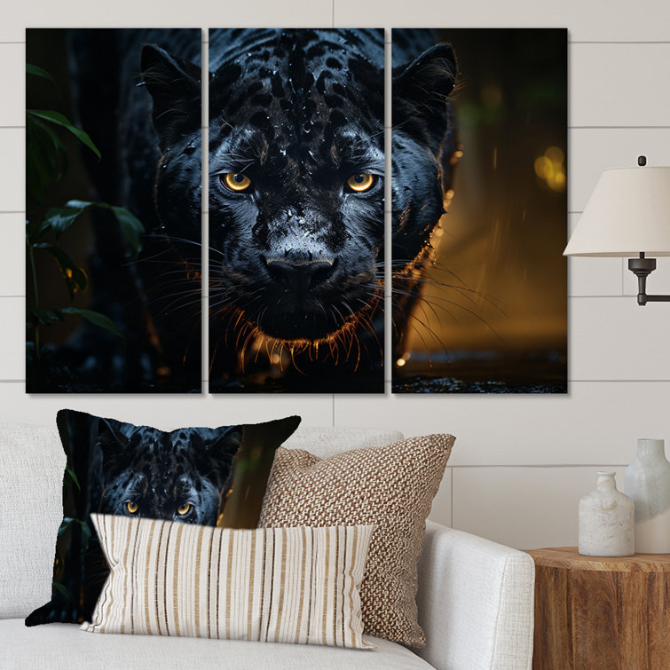 DesignArt Black Majestic Panther Hunting Wildlife III On Canvas 3 ...