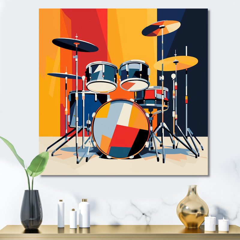 Druming Groove I - fruits, art mural, H 30 po x l 30 po x P 1,5 po, Toile tendue