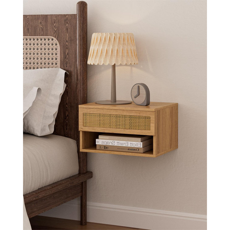 Small Modern Floating Bedside Table With Drawers