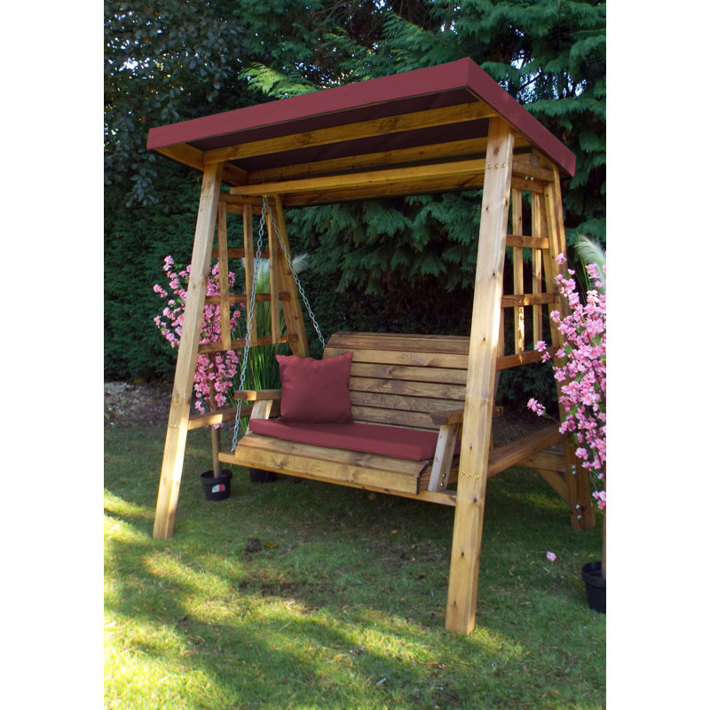 Galloway Porch Swing with Canopy, 170 H x 124 W x 196cm D, Burgundy