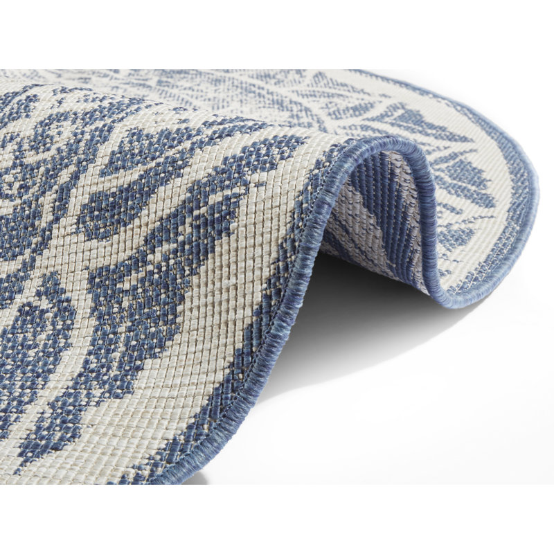 Siruma Flatweave Blue Rug, Round 140cm