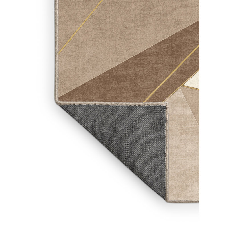 Tapis beige moelleux à motif géométrique doux et luxueux Eakes, 7 x 10