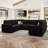 Shavera Velvet Large U-Shaped Sectional Couch Convertible Oversized Sofa Bed Sleeper-607968779