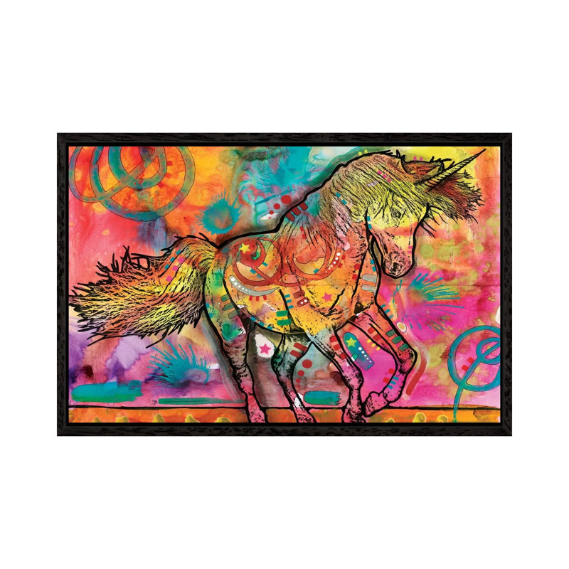 Unicorn 1 Piece Wall Art on Canvas, 152.5 cm H x 101.5 cm W, Black Framed
