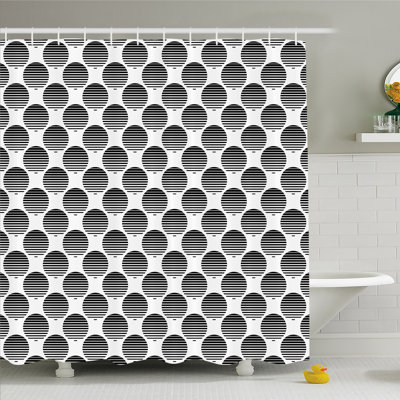Dru Geometric Shower Curtain with Hooks Included