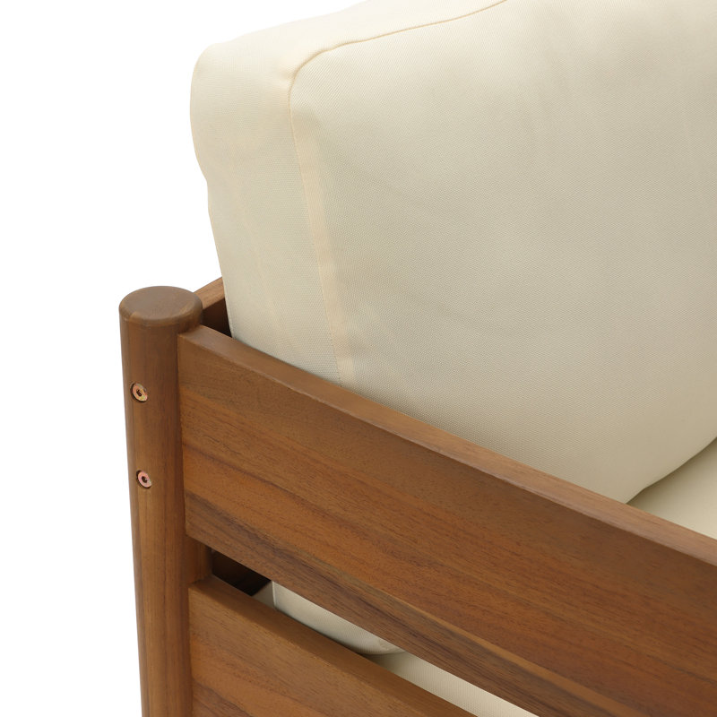 27.1'' W Solid Wood Outdoor Patio Armchair with Thick Cushions