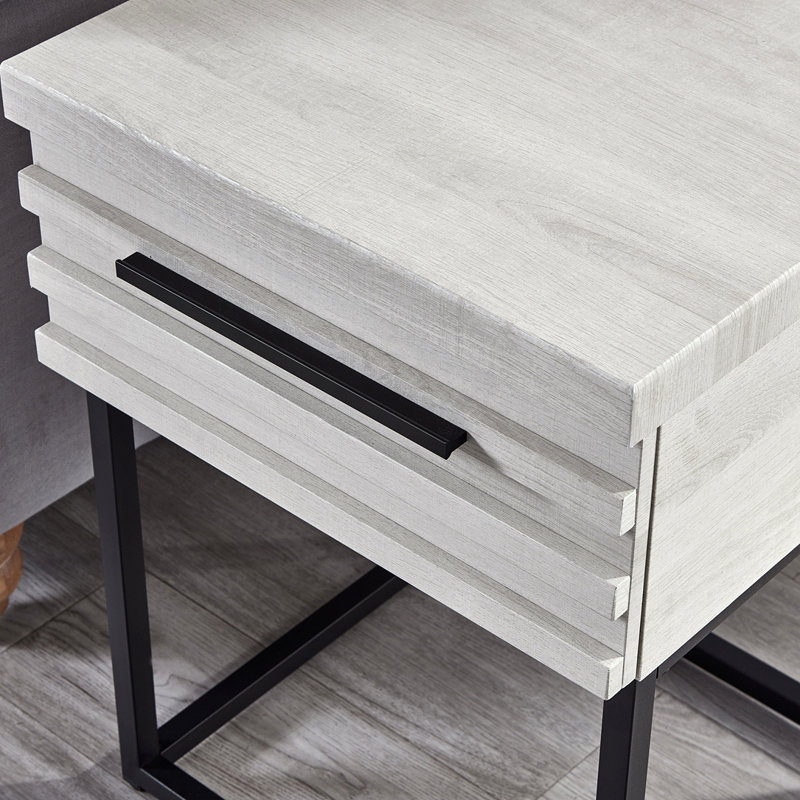 Plush 3D Upholstered Bed with Two Nightstands, Full