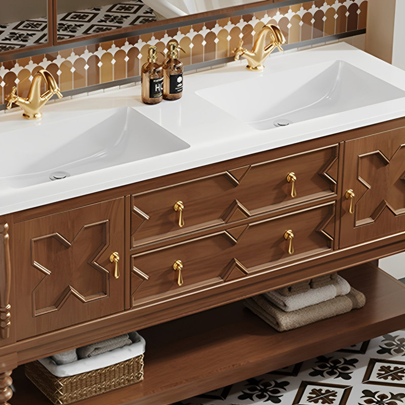 Armoire de salle de bain sur pied de style américain, L 51,18 po