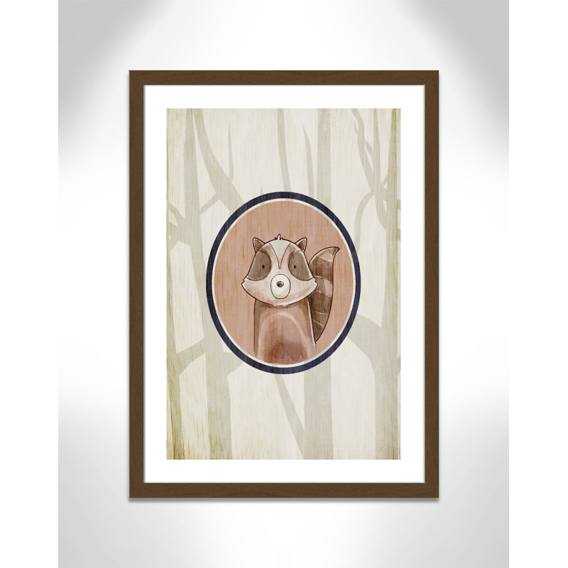 Animaux de la forêt, impression sur papier 1 pi, H 34,5 po x l 24,5 po x P 0,6 po, Encadré plat noyer
