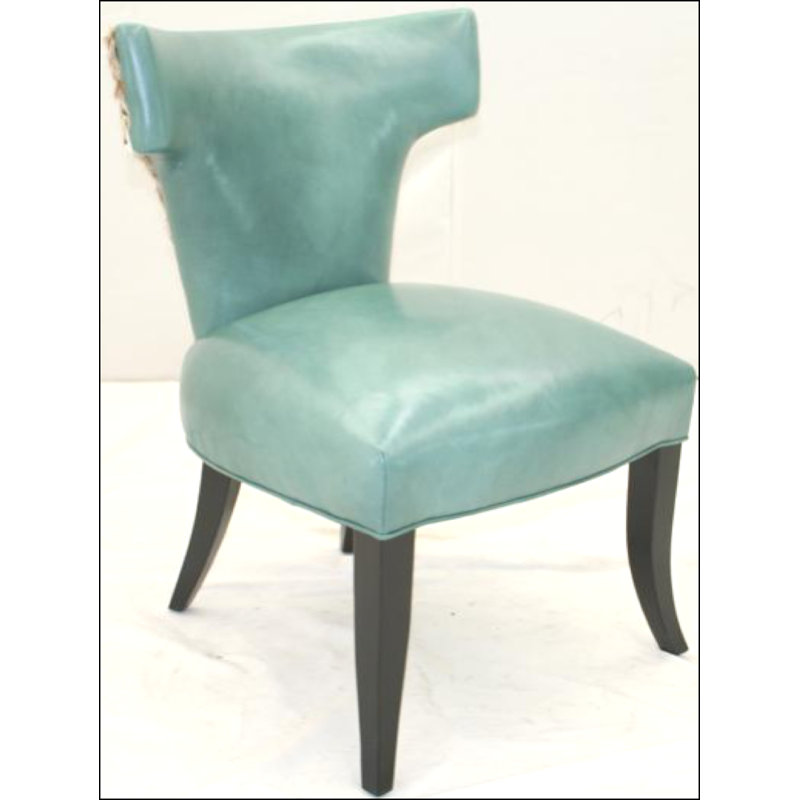 Leather Side Chair, French Dark Chocolate, Hair Hide Zebra in the Wild