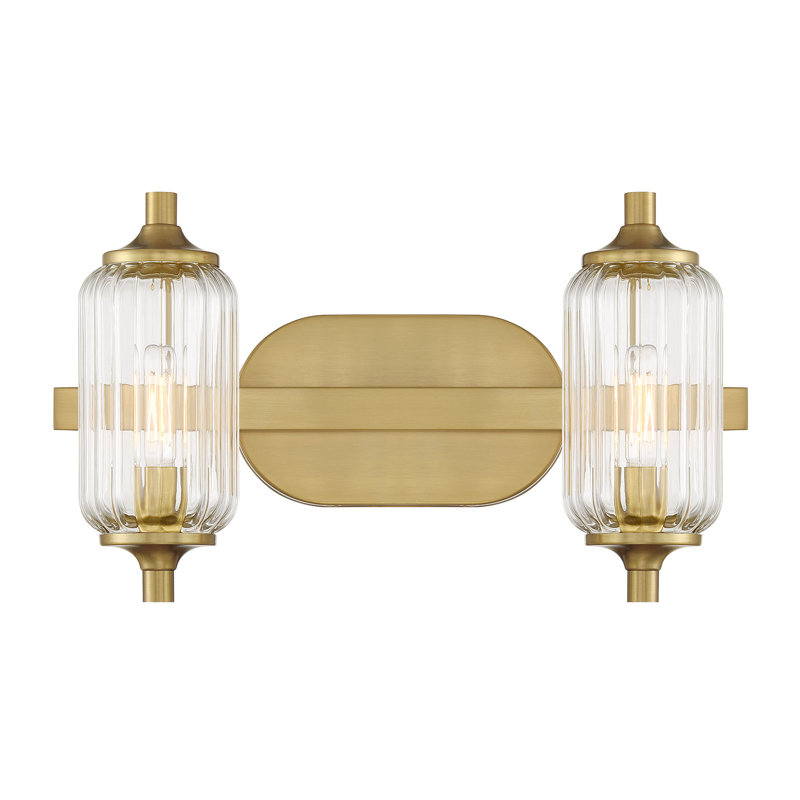Nunley 2-Light Bathroom Vanity Light in Brass, Brass, 9" H x 16" W x 3.5" D, 2 Lights