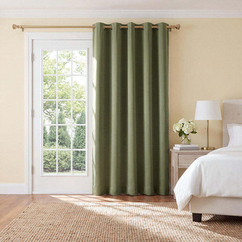 Ardelle Blackout Single Curtain Panel, Sage with Antiqued Bronze Grommets, 112" W x96" L