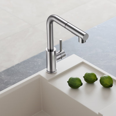 Pull Down Single Handle Kitchen Faucet With Deck Plate, Handles and Supply Lines