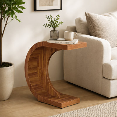 C-Shaped End Table, Wood Side Table