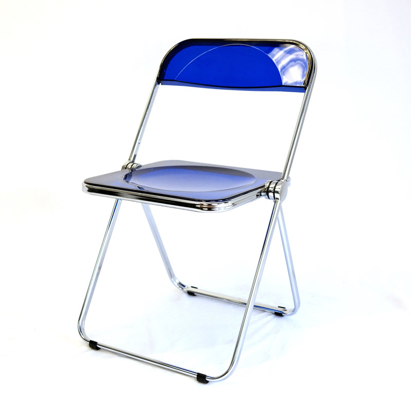 Chaise pliante transparente empilable, chaise d'appoint de salle à manger transparente, siège de salon (bleu saphir), Bleu