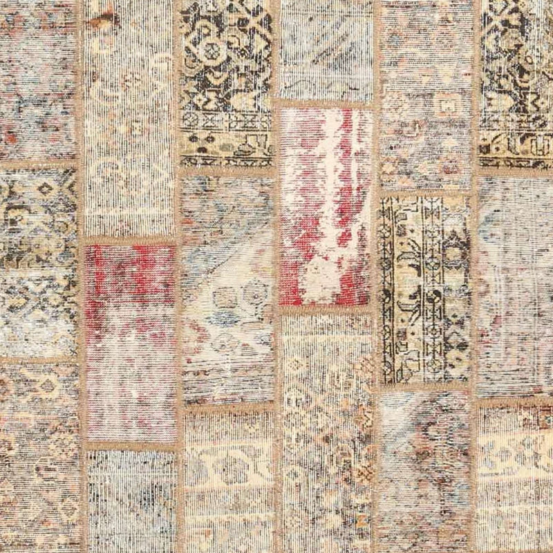 Tapis contemporain ivoire / gris clair, Carré 8 pi