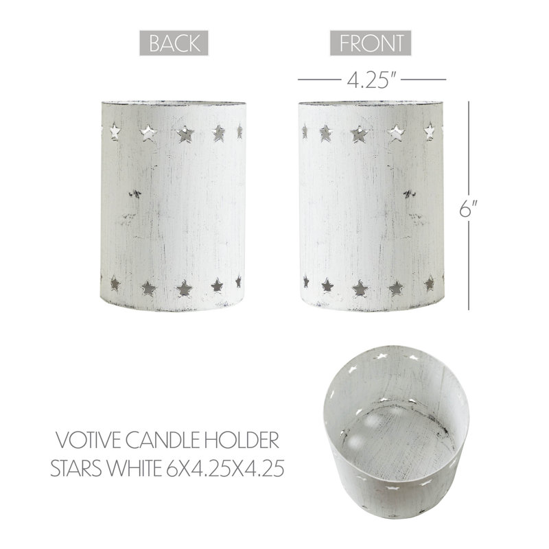 Festive Finds Votive Candle Holder Stars White, 6" H x 4.25" W x 4.25" D