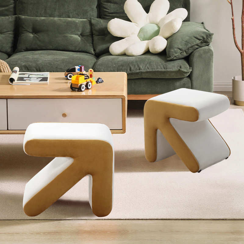 Velvet Ottoman, Gold Velvet