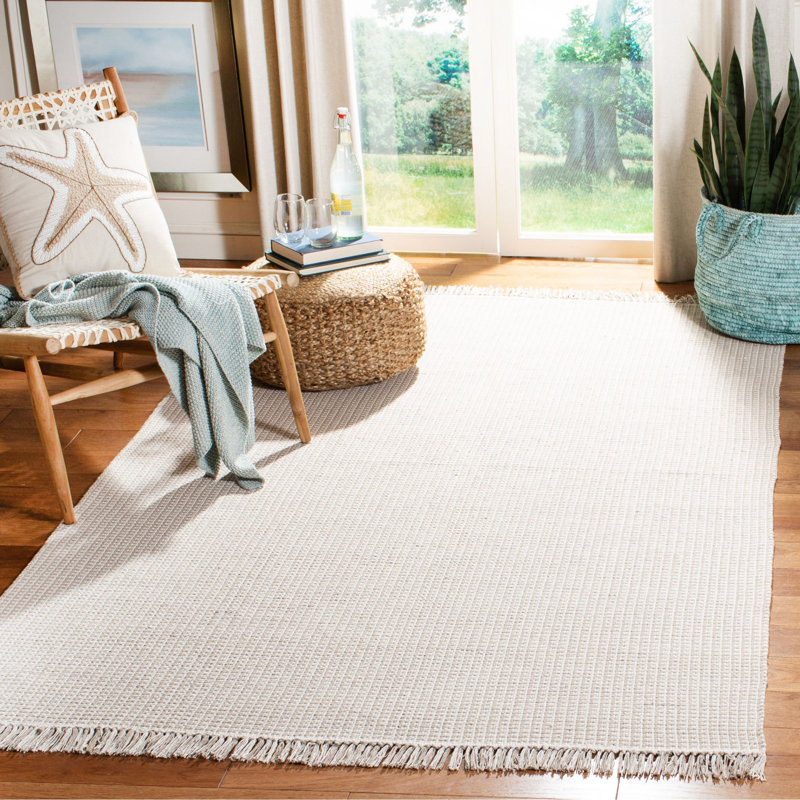 Bester Hand Woven Cotton Solid Color Rug, Rectangle 5' x 8'