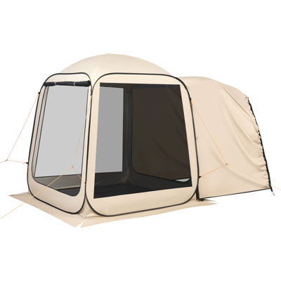 Tente moustiquaire pour écran, 6 x 6 pi, tente de hayon à 4 places pour VUS 4 personnes, moustiquaire portable avec sac de transport, côtés de filet, pour camping-car, jardin, patio, arrière-cour, activités de plein air, beige