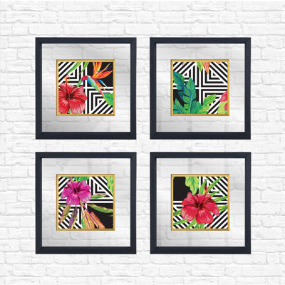 Anonymous - 4 Piece Single Picture Frame Painting Set on Glass