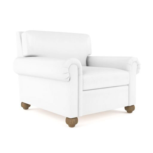 Leroy Armchair, 36" H x 41" W x 49" D, Box Weave Linen Silver Streak, Weathered
