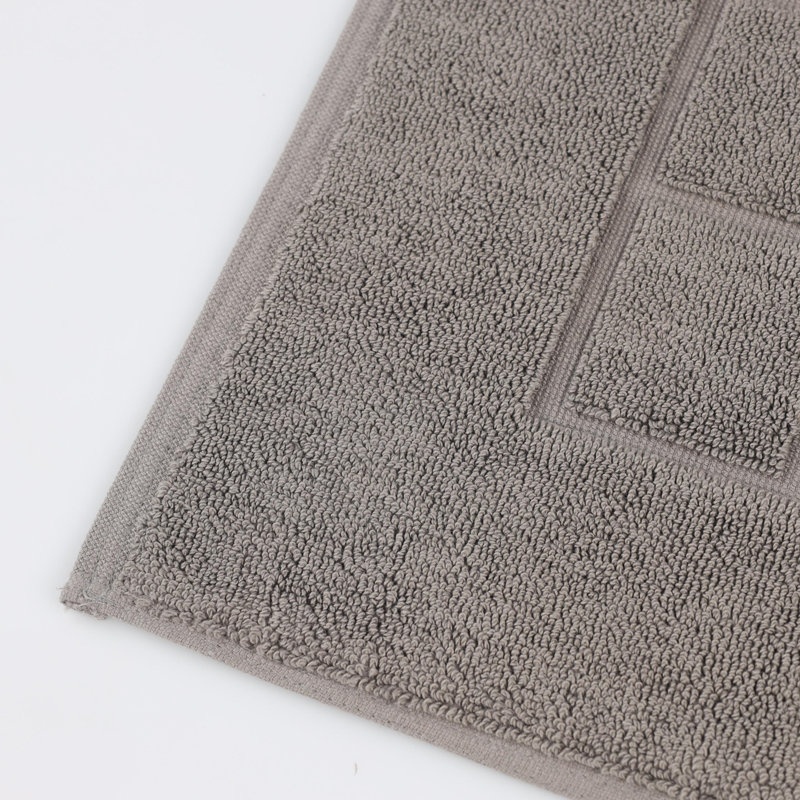 100% Cotton Thick & Absorbent Reversible Checkered Bath Mats - Set Of 2, Charcoal