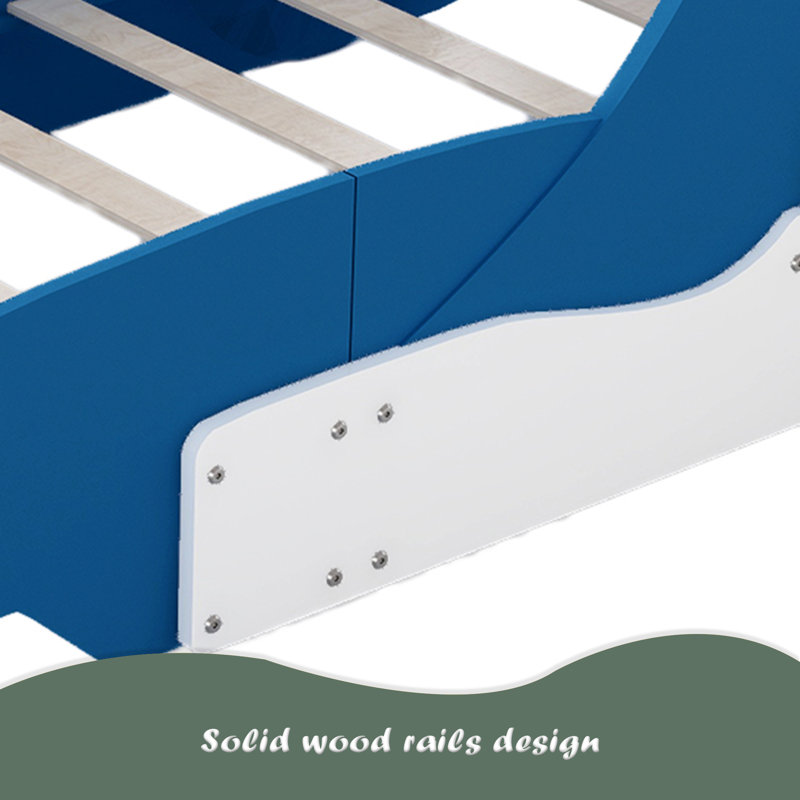 Lit plateforme simple avec roulettes, Bleu