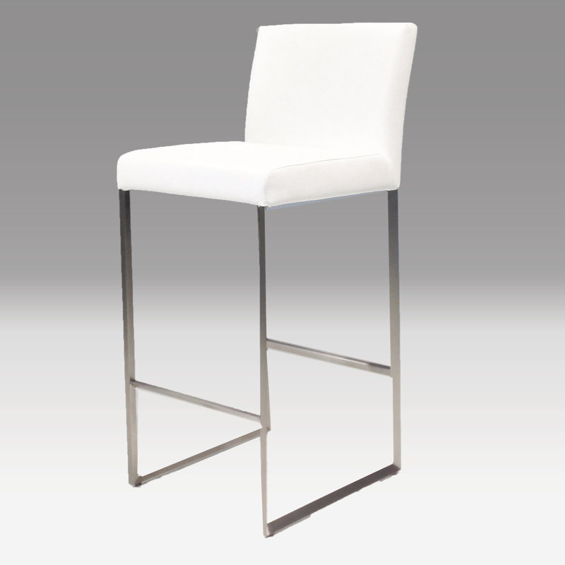 Tate Upholstered Counter Stool, White, Counter Stool (26" Seat Height)