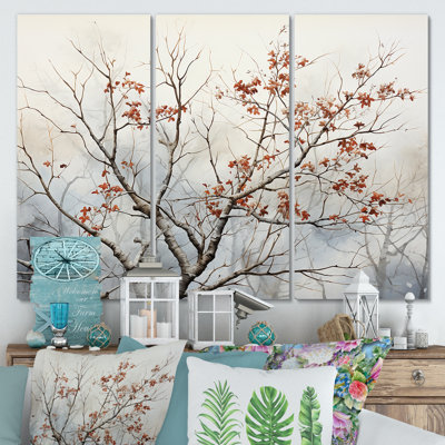 Brun brun, oiseaux printaniers - art mural arbre