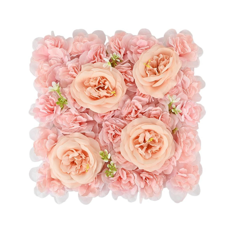 Ensemble de 3 panneaux muraux à fleurs artificielles 15,7 po, Pink