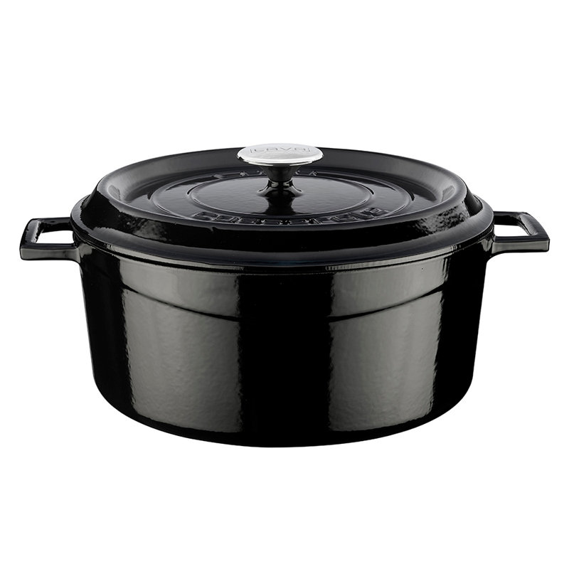Cocotte ronde en fonte Turgla Home, 6 pintes, Noir