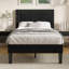 Ensemble de chambre en velours capitonné avec lit et 2 tables de chevet, aucun lit plateforme tapissier requis-118007010-118007011