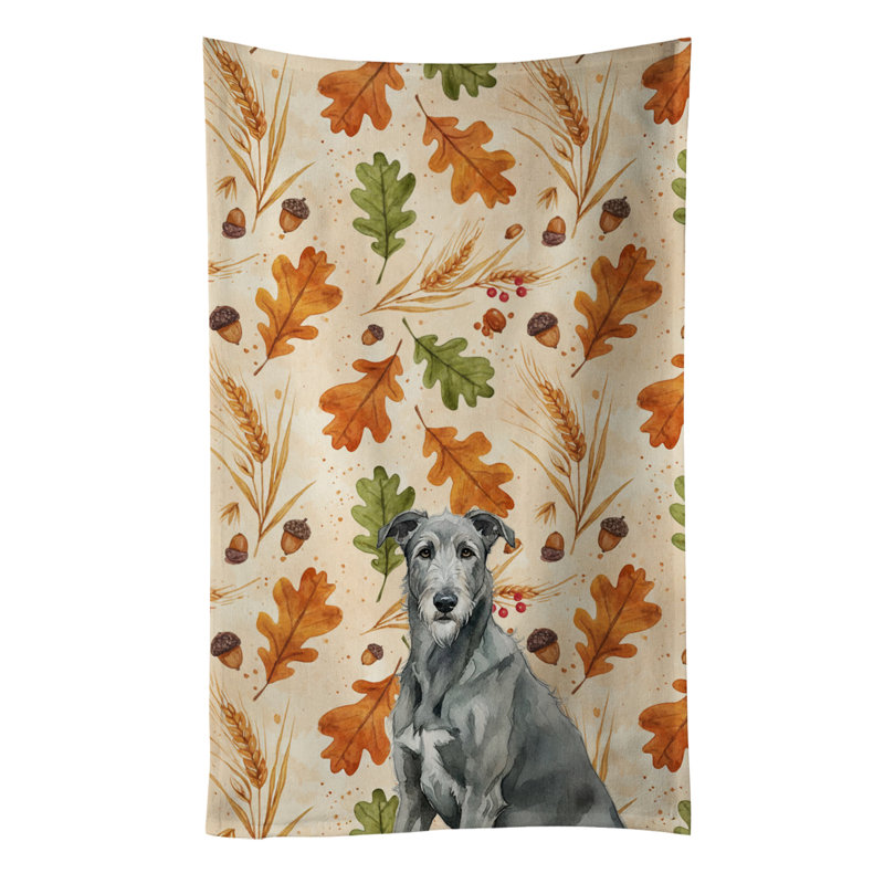 Gray Irish Wolfhound Heirloom Fall Kitchen Towel, Gray Irish Wolfhound