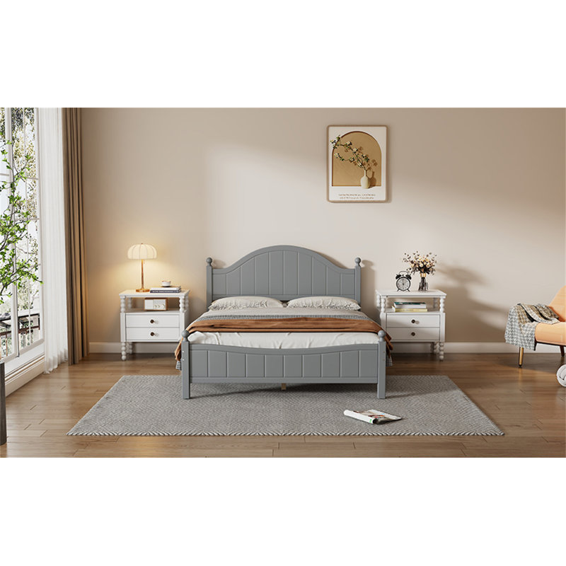 Lit plateforme en bois massif Traditional, Lit double