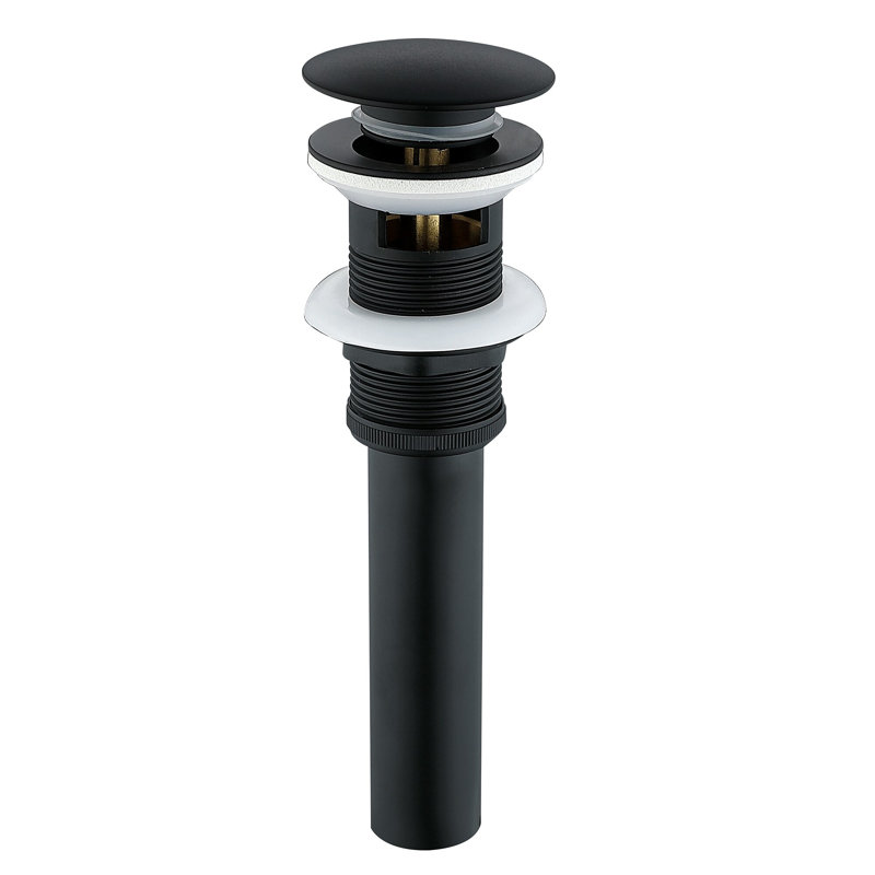 Drain escamotable de lavabo de salle de bain avec trop-plein, Noir mat